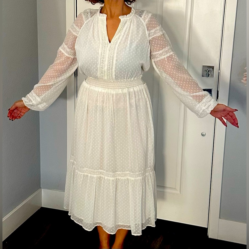 Lauren Ralph Lauren white midi dress-New Without Tag-Size large can fit M too